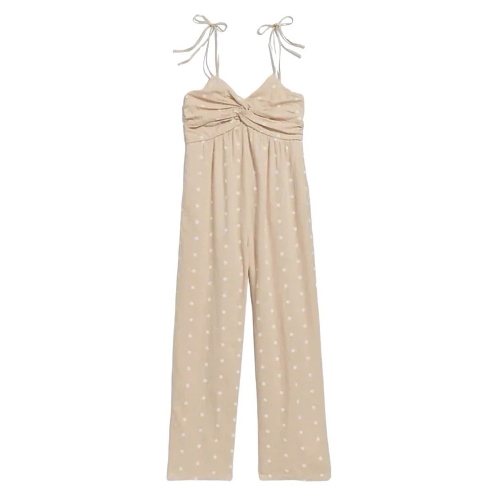 NWOT Old Navy Linen Polka Dot Romper with Tie Straps and Twist-Front [Size: 2X]